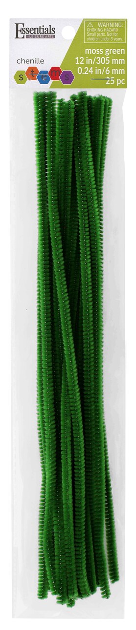 Essentials By Leisure Arts Arts Chenille Stem 12" 6mm Moss Green 25pc